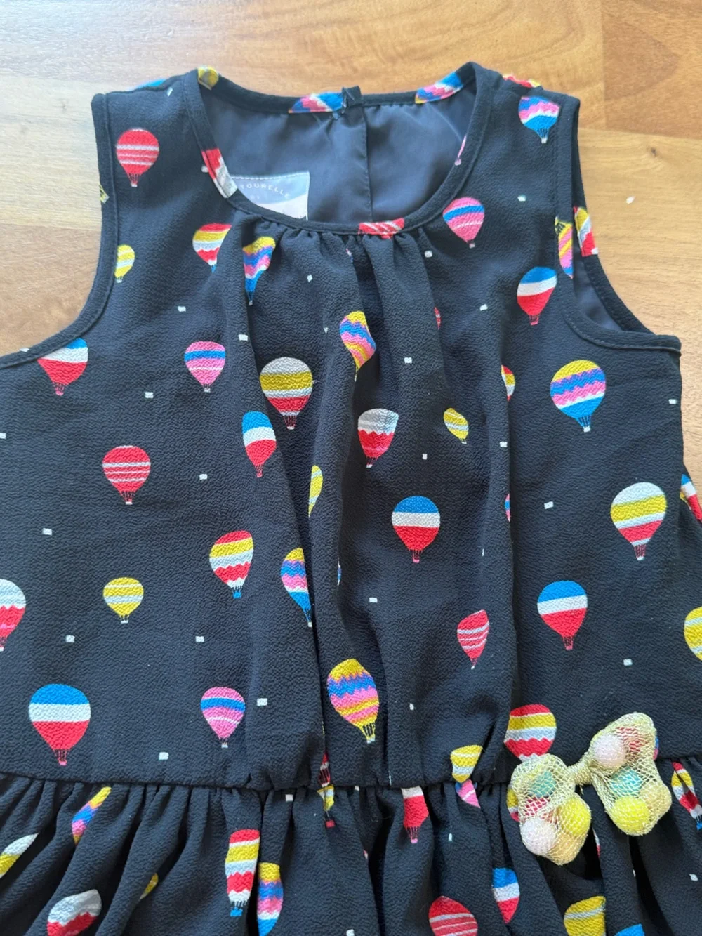 Pippa & Julie Black Dress with Multicolor Hot Air Balloon Print Size 5